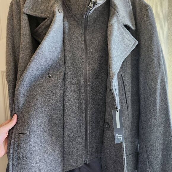 J.Ferrar men's 2XL plus size wool double breasted coat grey high neck vest - Picture 7 of 8